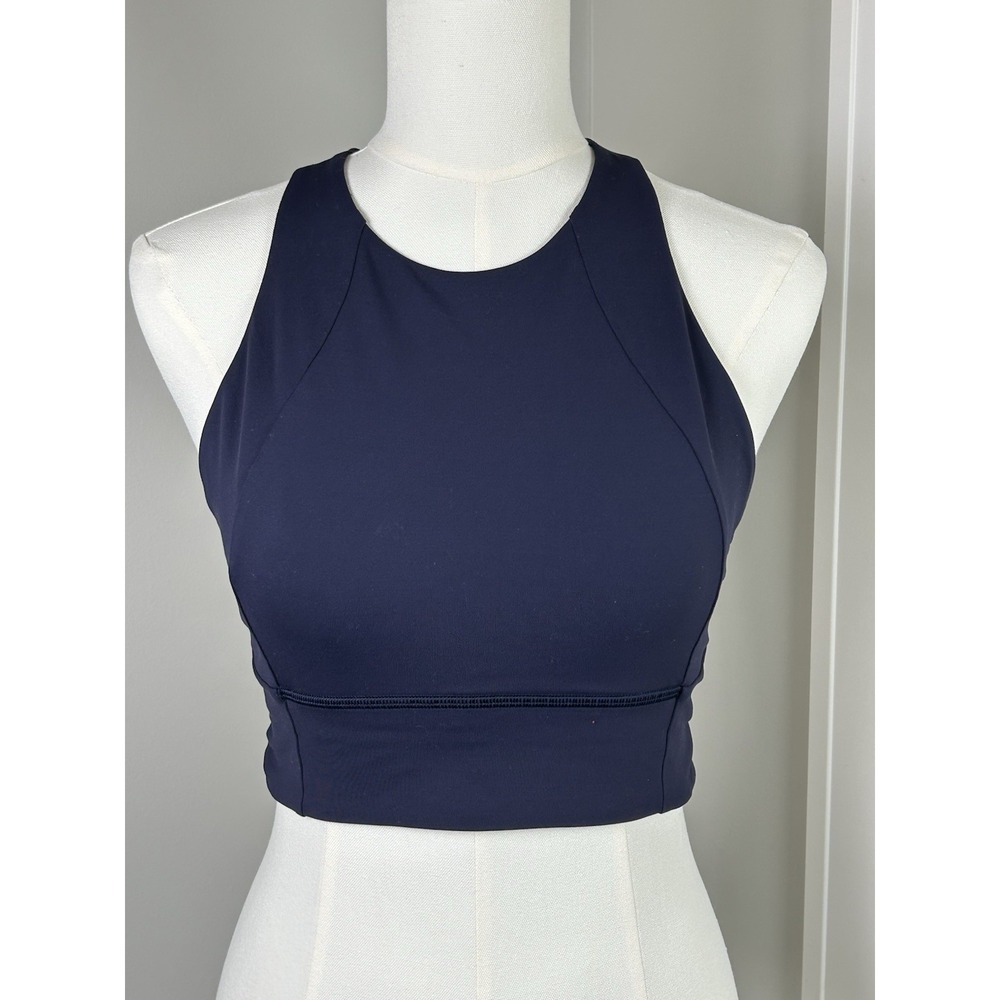 Lululemon Free To Be Serene Sports Bra Women's 8 - High Neck Longline- True Navy